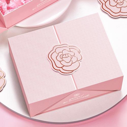 Unique Luxury Rigid Cardboard Two Double Door Open Matte Black Magnetic Gift Packaging Box